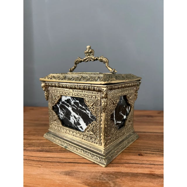 Metal Early 1900s Ornate Baroque Bronze & Marble Casket For Sale - Image 7 of 7