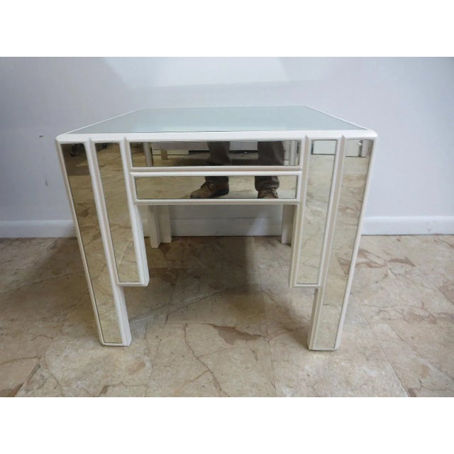 1960s Vintage Mid-Century Karl Springer Style Mirrored Parsons Side Table For Sale - Image 5 of 7