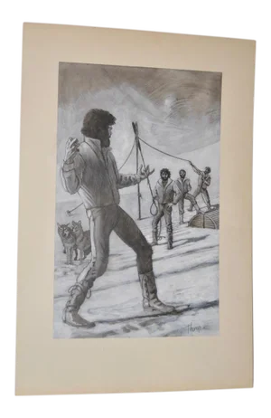 Jack London Short Story Illustration "The Man with the Gash" by Peter Thorpe c.1980