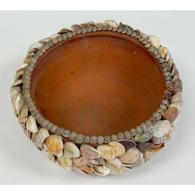 Vintage Shell Encrusted Terra Cotta Pot For Sale - Image 4 of 10