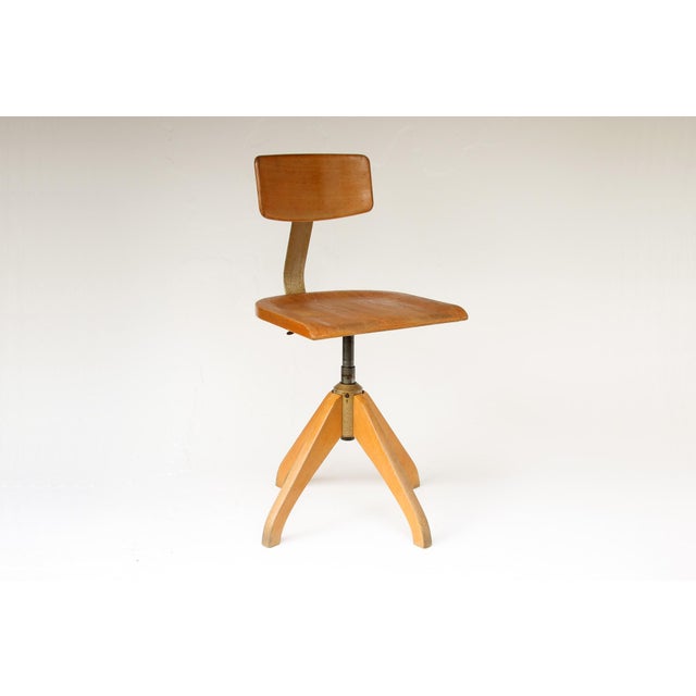 Wood Vintage Industrial Workshop Chair by Ama Elastik, 1950s For Sale - Image 7 of 17