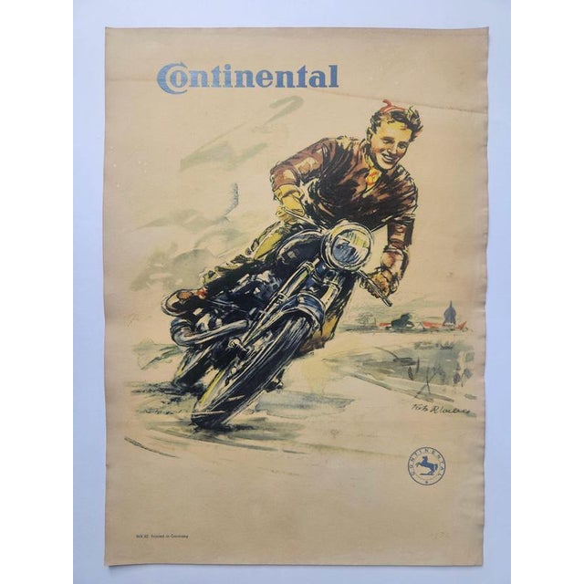 Art Deco Continental Tire Advertising Poster, 1930s For Sale - Image 3 of 10