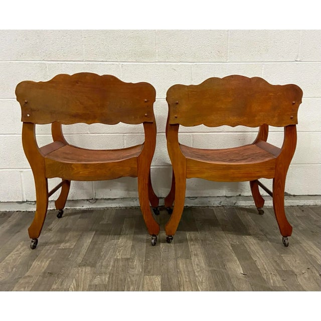 Antique Victorian Renaissance Revival Style Saddle or Sling Armchairs - Pair For Sale - Image 10 of 10