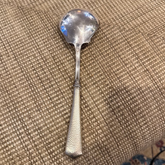 Sterling Silver Hammered Finish Casserole Spoon 9 1/2” For Sale - Image 4 of 5