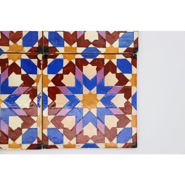 Ceramic 19th Century Set of Four Geometric Mediterranean Large Tiles, Portuguese For Sale - Image 7 of 15