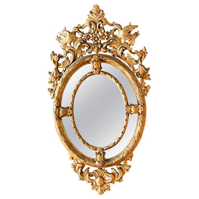 19th French Empire Period Gilt Wood Oval Mirror For Sale In Miami - Image 6 of 18