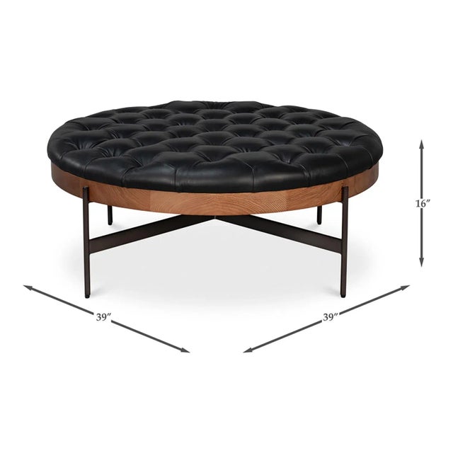 Modern Black Leather Cocktail Ottoman For Sale - Image 15 of 15