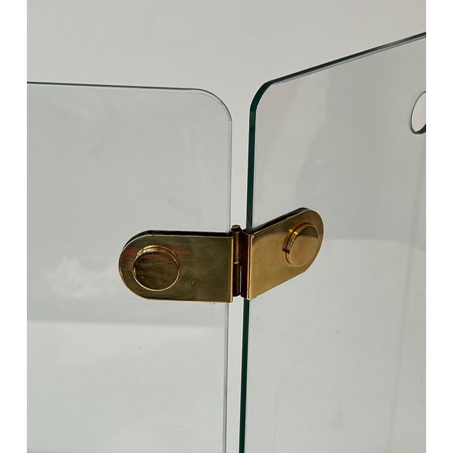 Fireplace Screen with Three Glass Panels and Brass. Circa 1970 For Sale - Image 10 of 12