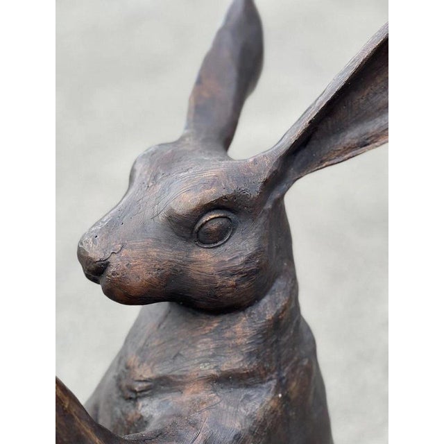 Metal Large Cast Bronze Boxing Hares Sculptures For Sale - Image 7 of 9