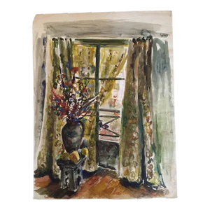 Katherine Librowicz, Interior Painting with Bouquet of Flowers