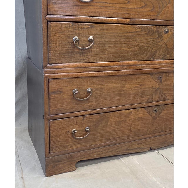 Brown Antique 1920s Japanese Three Piece Elm and Kiri Wood Isho Tansu Chest For Sale - Image 8 of 15