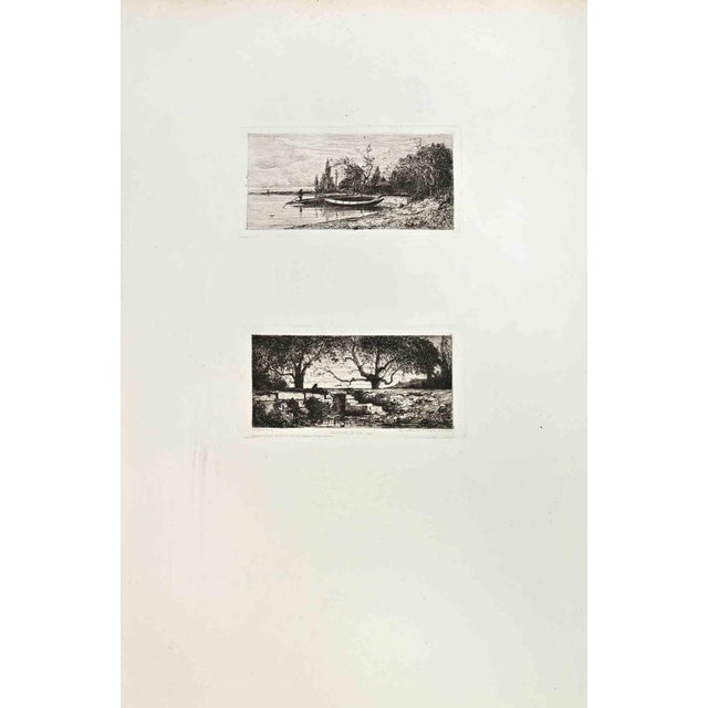 Adolphe Appian, Environs de Rix, Etching, 1870s For Sale
