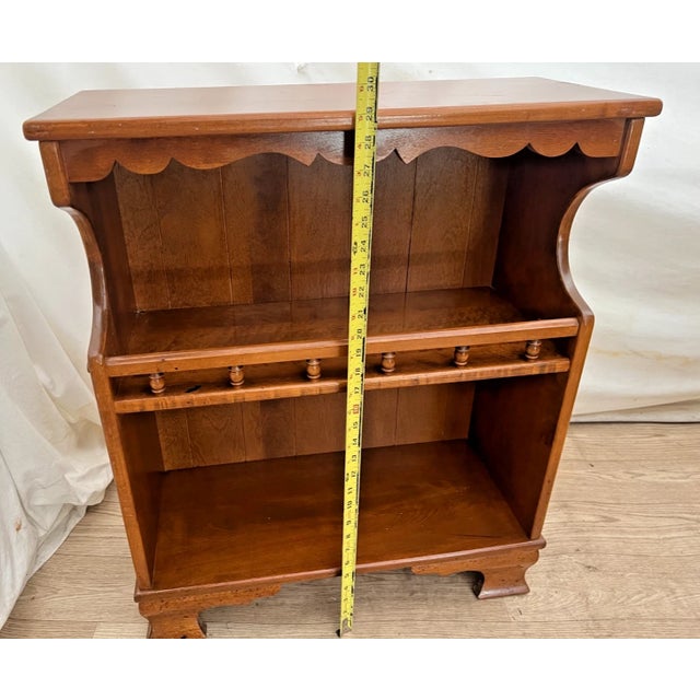 Brown Vintage Bookcase Display Traditional Farmhouse Style Solid Maple Two Shelves For Sale - Image 8 of 11