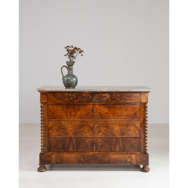 Biedermeier Biedermeier Marble-Top Chest of Drawers, Antique, France, Circa 1860 For Sale - Image 3 of 14