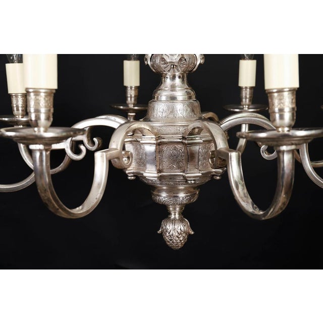 Antique English Silver-Plated Chandelier, 1920s For Sale - Image 10 of 16