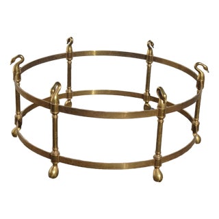 Vintage Hollywood Regency LeBarge Style Brass Coffee Table Base W Swan Heads For Sale