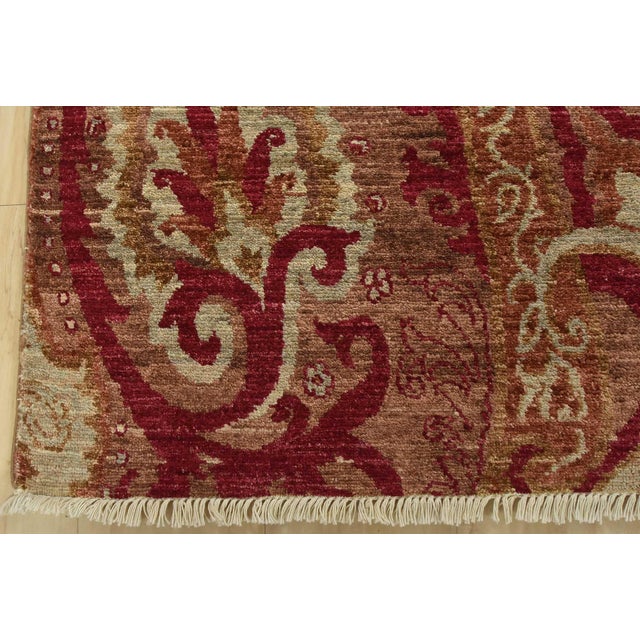 Suzani Rug 8’11” X 9’1” Brown Wool Modern Hand-Knotted Oriental Carpet For Sale - Image 12 of 15