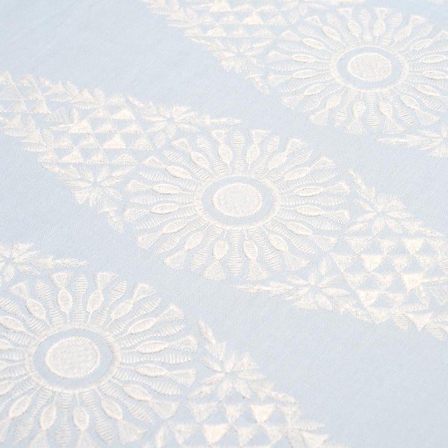 Schumacher SAMPLE - Schumacher Tasmin Embroidery Fabric In Soft Blue For Sale - Image 4 of 5