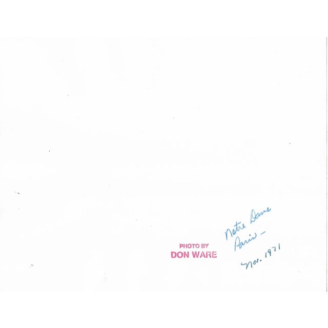 1971 black and white photo by photographer Los Angeles phDon Ware (1921-2006) of Notre Dame in Paris, France. Titled,...