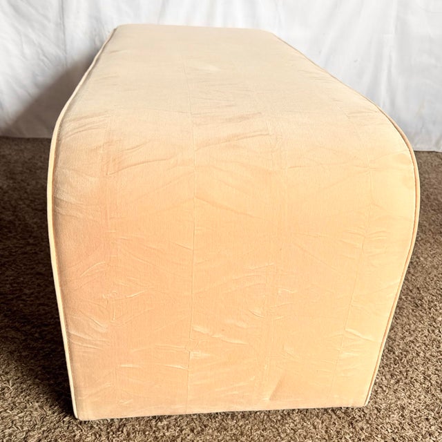 Post Modern Peach Velvet Fabric Waterfall Bench For Sale - Image 11 of 12