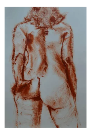 Angela Lyle "Sanguine Nude" Mixed Media Painting on Paper
