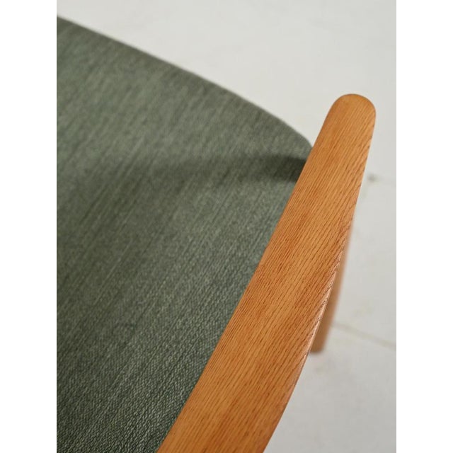 Scandinavian Armchair in Oak and Sage Green Wool, 1950s For Sale - Image 4 of 11