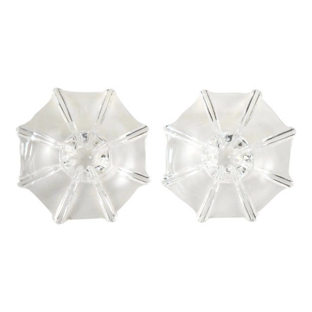 Fluted Crystal Candle Holders - a Pair For Sale