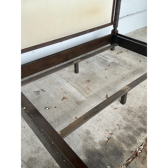 Vintage British Colonial Carved King Poster Bed For Sale - Image 9 of 12