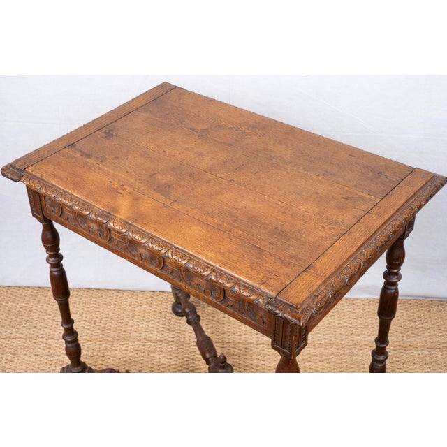 Wood Antique Carved Oak Side Table For Sale - Image 7 of 10
