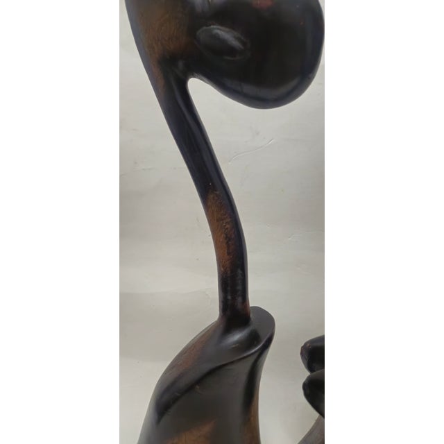 Mid 20th Century African Carved Wood Modernist Sculpture Male and Female Busts - A Pair For Sale - Image 12 of 18