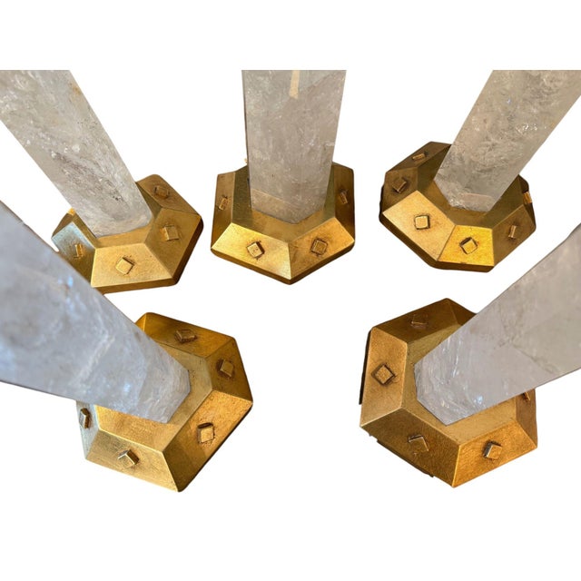 A striking and highly decorative set of five vintage natural rock crystal tower points, each individually formed from...