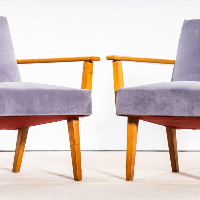 1950s Mid-Century Grey Upholstered Armchair, 1950s For Sale - Image 5 of 11