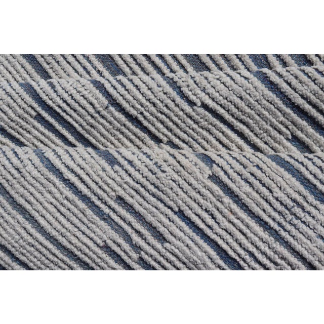 Keivan Woven Arts Moroccan Modern Casual Rug in Blue and White Tones With Hi-Low Design For Sale - Image 11 of 12