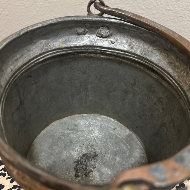 Farmhouse Vintage Copper Pot Kettle With Swing Handle Plant Holder For Sale - Image 3 of 6