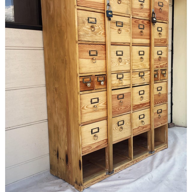 26-Drawer Card Catalog Cabinet in Wood, 1950s For Sale - Image 12 of 18
