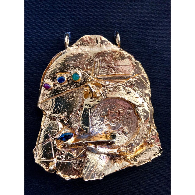 Gold Igael Tumarkin, Gilt Bronze Sculpture Brooch Wearable Art Israeli Tumarkin Abstract Surrealist, c.1960s-1970s For Sale - Image 8 of 14