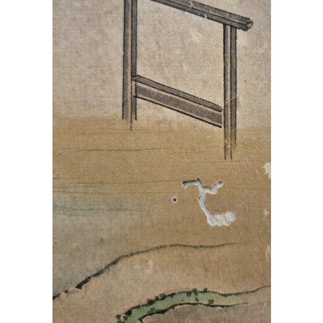 Paper Set of 2 Antique Edo Era Japanese Landscape Paintings of Farmers in Rice Fields – Newly Framed For Sale - Image 7 of 8