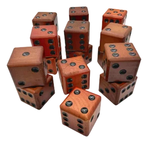 Nine Vintage Oversized Wood Carved & Ebonized Casino Dice, Sold in Pairs - a Pair