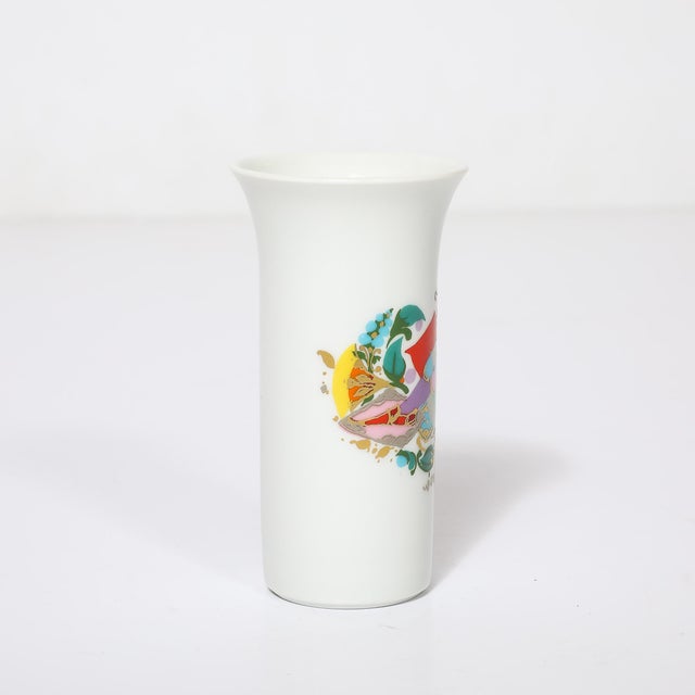 1980s Mid-Century Porcelain Vase W/ 24kt Gold Overlay by Bjorn Wiinblad for Rosenthal For Sale - Image 5 of 8