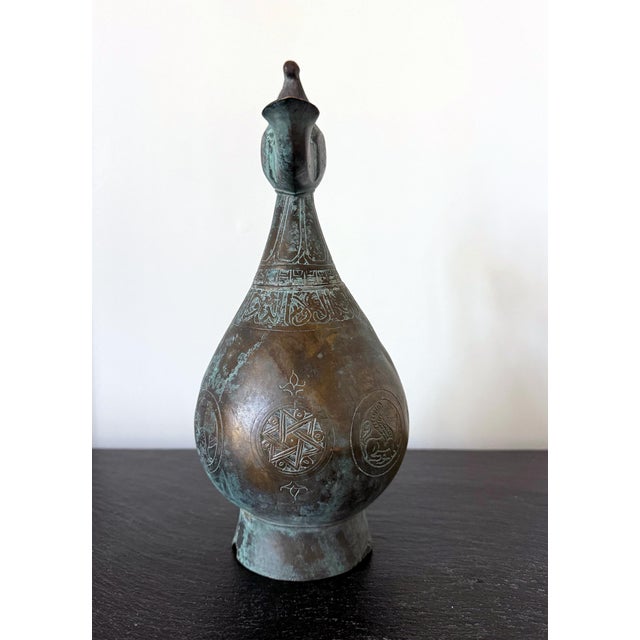 Medieval Islamic Bronze Ewer with Incised Motifs Seljuk Empire For Sale In Atlanta - Image 6 of 18