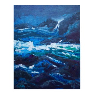 Blue Waters (Original Impressionist Seascape Oil Painting) For Sale