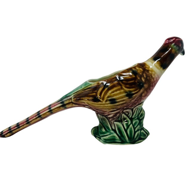 1950s Vintage Mid Century Ceramic Pheasant Plant Holder Made in Usa For Sale - Image 5 of 12