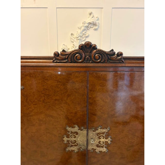 Vintage Burr Walnut Cocktail Drinks Cabinet, 1920 For Sale - Image 11 of 17