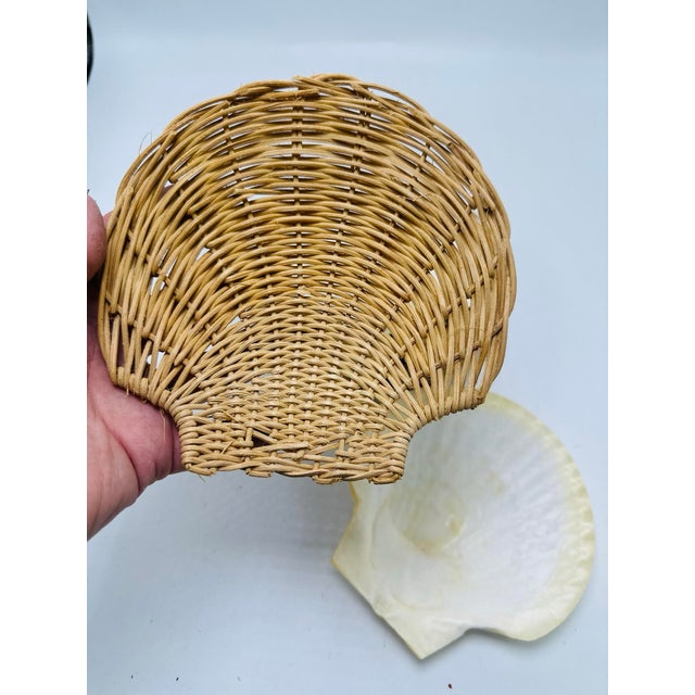 Coastal Vintage Shell and Wicker Serving Pieces For Sale - Image 3 of 8