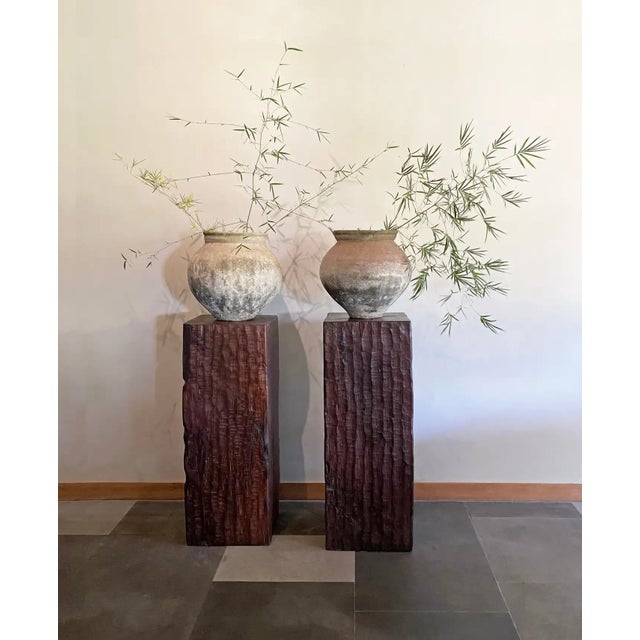 An incredibly heavy and solid Iron Wood Pedestal sourced from Kalimantan, Indonesia. This lovely sculptural object was...