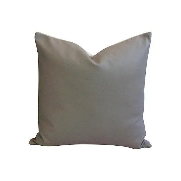 Rustic European Slate Gray Italian Genuine Tanned Soft Leather Feather/Down Pillows 20" Square - Pair For Sale - Image 3 of 7