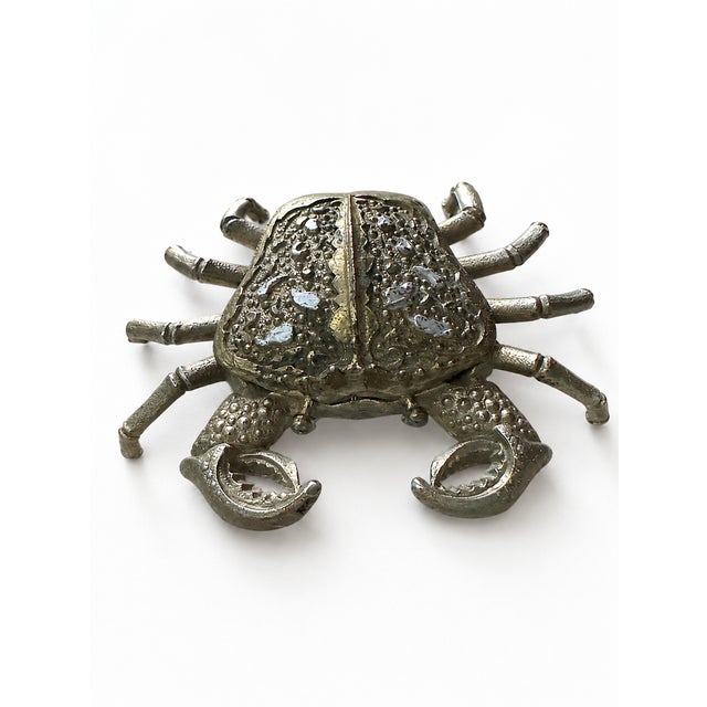 Hollywood Regency Silver Plated Brass Crustacean Crab Ashtray, 1980s For Sale - Image 6 of 6