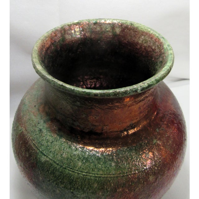 Raku Studio Pottery Pot Signed For Sale - Image 4 of 11