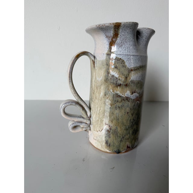 1970s Mid-Century Modern Studio Pottery Sculptural Pitcher Vase, Signed For Sale In Miami - Image 6 of 13