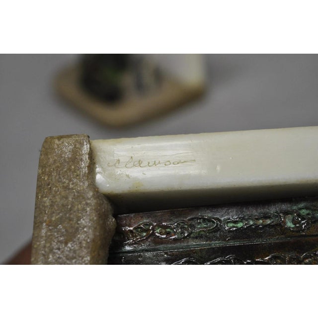 Mid 20th Century Curtis Clawson Mid Century Modern Brutalist Nautical Bronze & Marble Bookends For Sale - Image 13 of 15